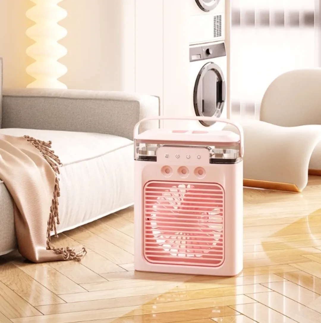 Mini Refroidisseur d’Air Personnel 3 Vitesses avec Brumisation – Compact & Rechargeable