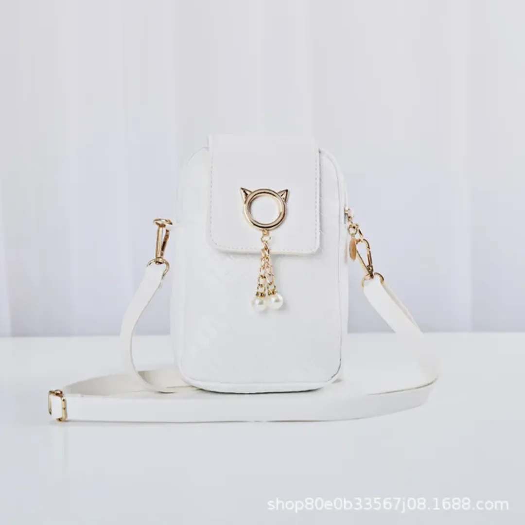 Mini Sac à Bandoulière Femme 2024 – Élégant, Perles & Pompon, Format Téléphone – PU Cuir Haute Qualité
