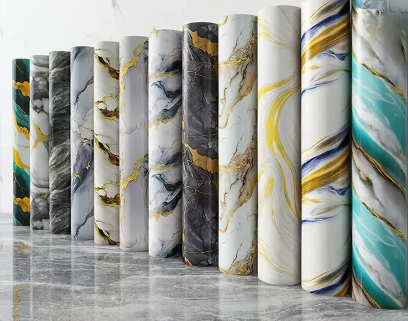 Rouleaux de Papier Peint Effet Marbre – Auto-adhésif, Étanche et Décoratif pour Murs, Meubles et Sol