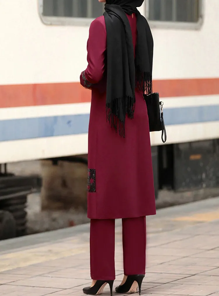 Ensemble Modeste Femme – Abaya Chic 2 Pièces, Style Moyen-Orient