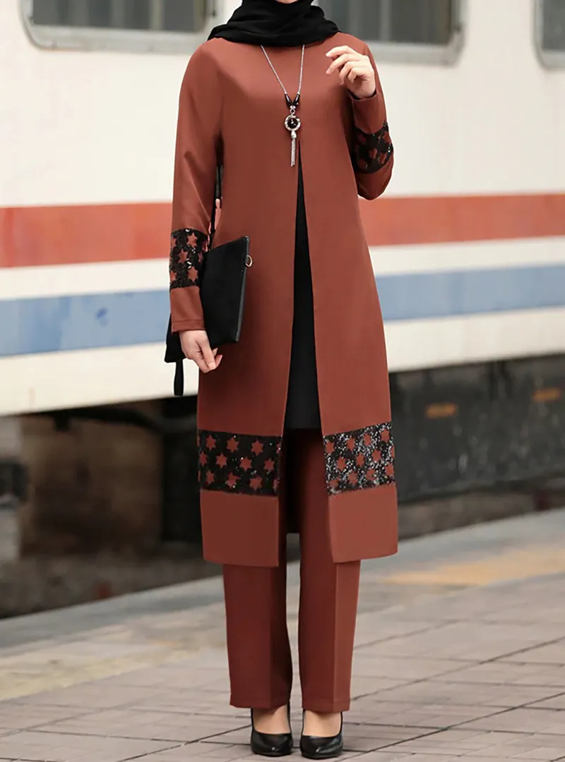 Ensemble Modeste Femme – Abaya Chic 2 Pièces, Style Moyen-Orient