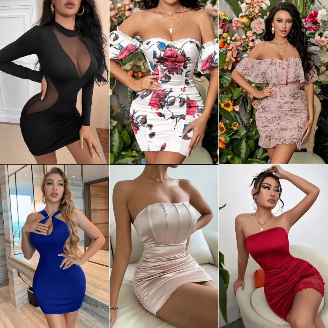 Robe Courte Femme Sexy & Chic – Été 2023, Tenue de Soirée ou Décontractée, Dos Nu ou Manche Longue, Style Tendance