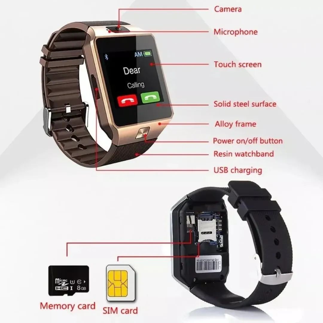 Montre Connectée DZ09 avec Carte SIM – Appels, Caméra, WiFi, Suivi Sport, Compatible Android
