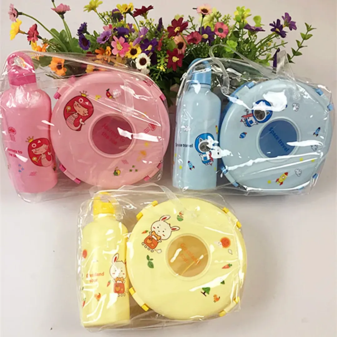 Boîte à lunch isotherme pour enfants avec double bouteille – Ensemble complet en plastique, micro-ondable et facile à transporter