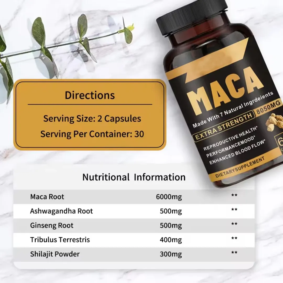 Maca Forte 8050mg – Complément Naturel Aphrodisiaque pour Hommes et Femmes – 60 Gélules Végétales