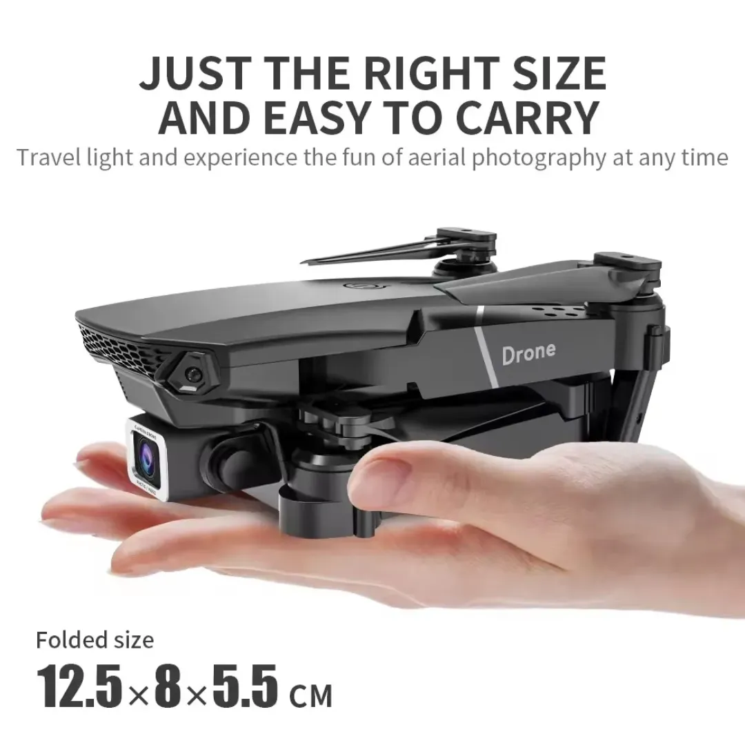 Drone Pliable E88 4K HD avec Double Caméra WiFi – Télécommande, Transmission en Temps Réel, Idéal Débutants