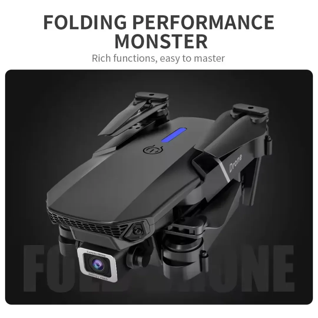 Drone Pliable E88 4K HD avec Double Caméra WiFi – Télécommande, Transmission en Temps Réel, Idéal Débutants