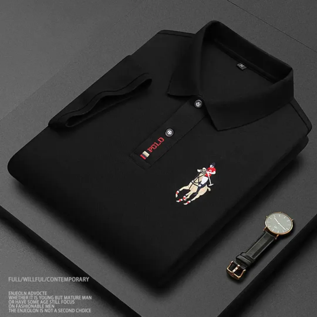 Polo Homme Chic à Revers – Manches Courtes – Style Business Décontracté – Confort et Élégan