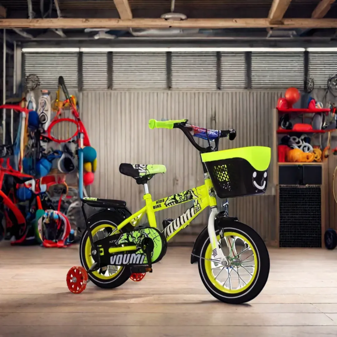 Vélo Pour Enfants 20 Pouces – Pliable, Avec Panier et Roues D’appui – Cadre Métal Unisexe 3 à 7 Ans