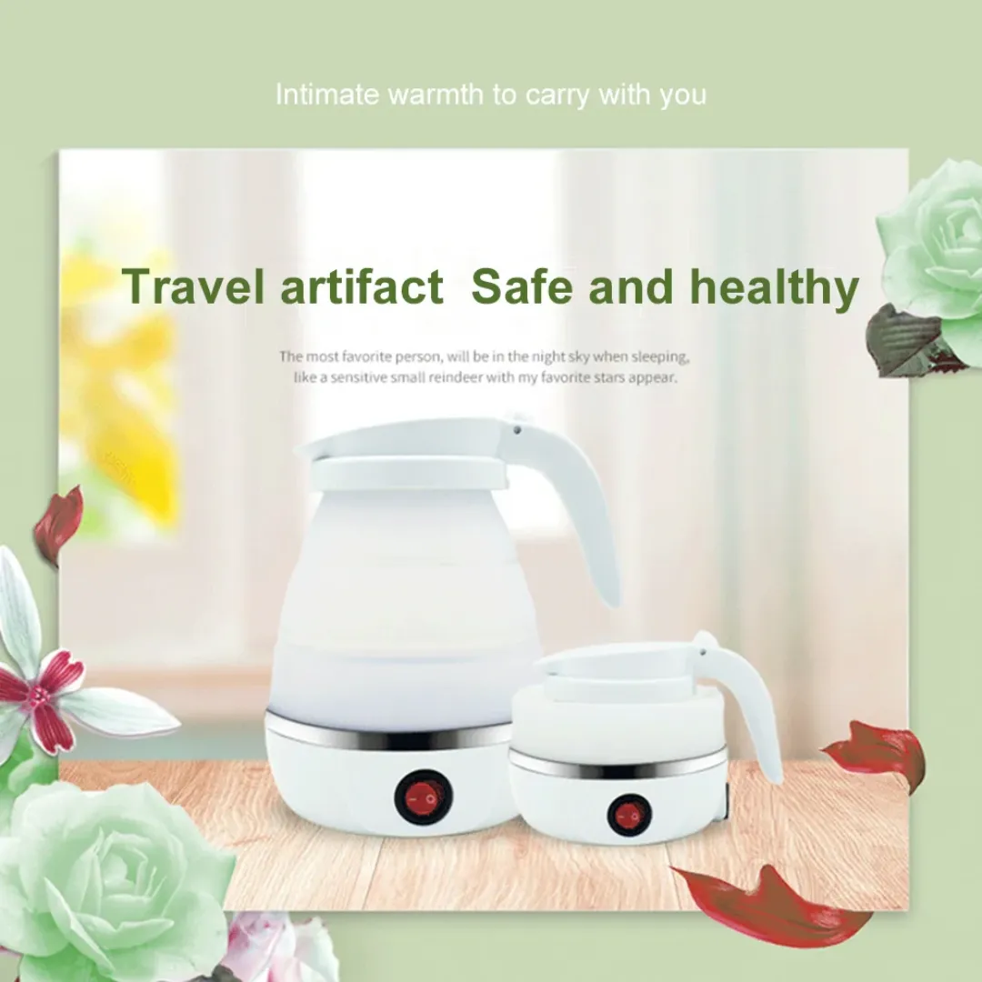 Bouilloire Électrique Pliable en Silicone – Mini Bouilloire de Voyage Portable, Étanche et Compacte – 600 ml