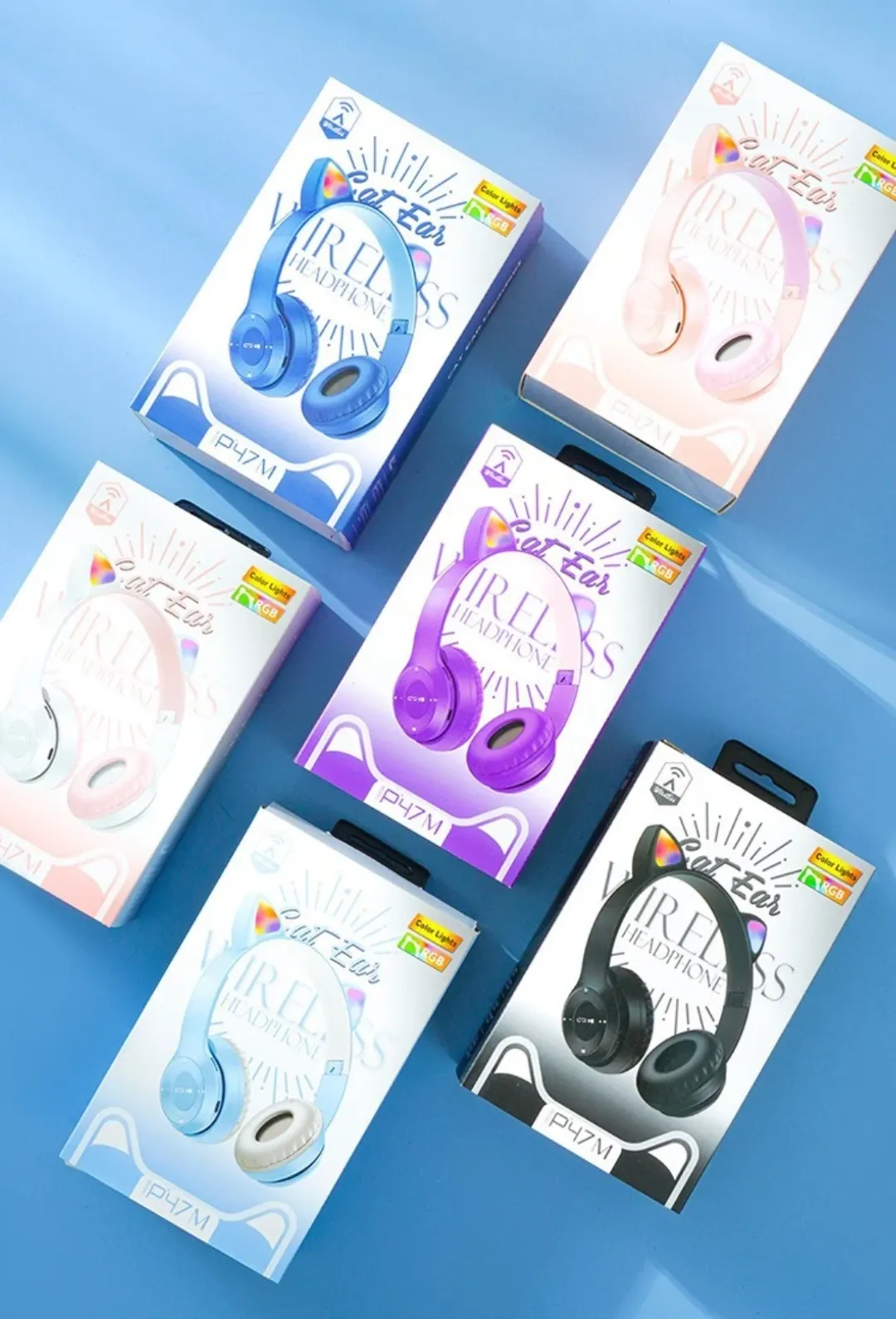 Casque Audio Bluetooth 5.0 LED Oreilles de Chat – Sans Fil avec Micro, Carte TF, Radio FM – Pour Enfants et Adultes