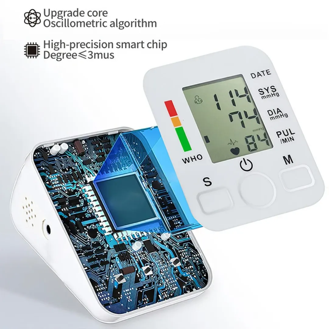 Tensiomètre Électronique au Bras – Automatique, Affichage LCD, Mesure Précise de la Tension Artérielle et du Pouls