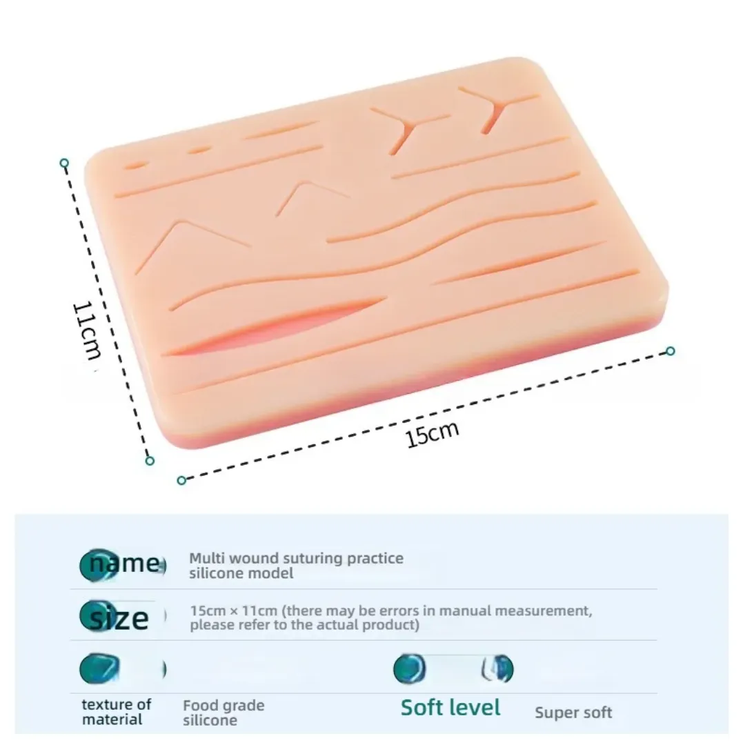 Peau de Suture en Silicone – Modèle Anatomique Multi-Plaies pour Formation Médicale et Chirurgicale