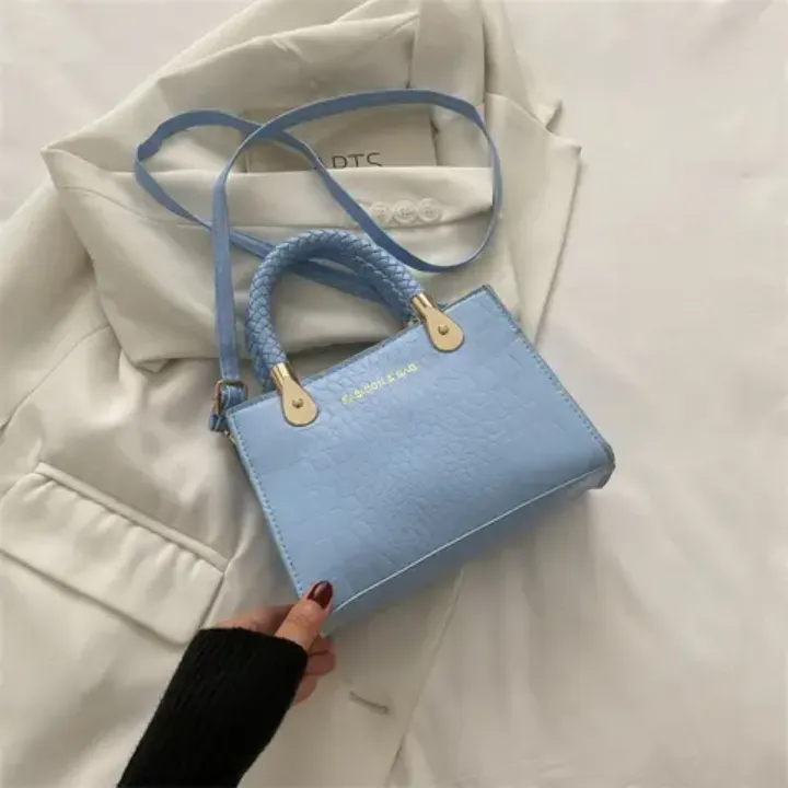 Sac à Main Femme Élégant – Imitation Cuir Croco avec Bandoulière Amovible et Poignée Tressée