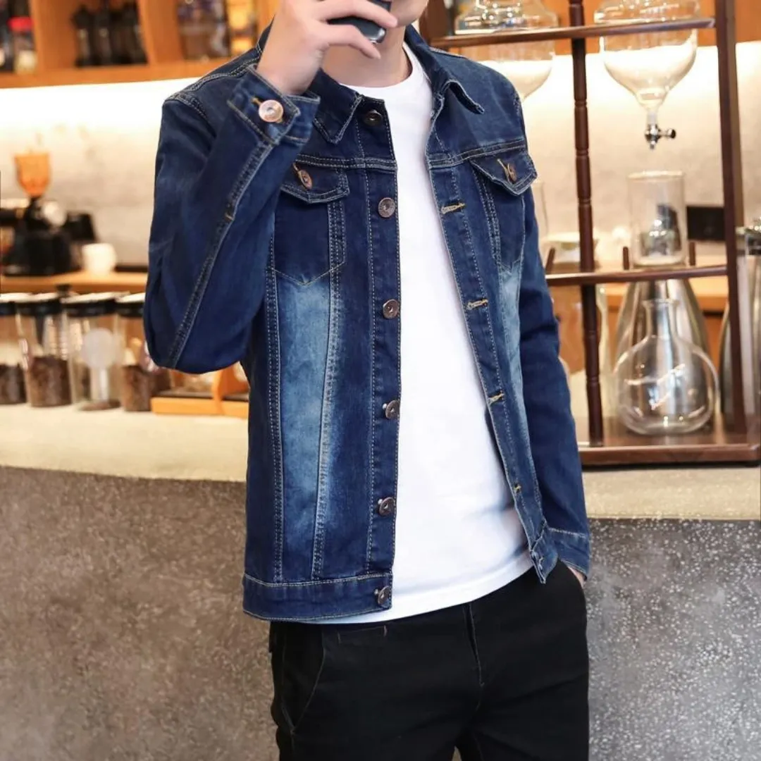 Veste en Jean Homme Style Streetwear – Coupe Décontractée, Boutonnage Classique