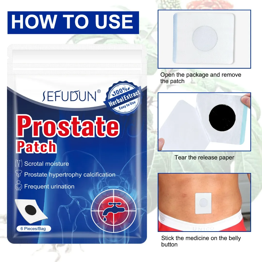 Patch Prostate Homme – Patch à base de plantes et sangsue | 6 pièces/sachet | Soulagement naturel des troubles prostatiques
