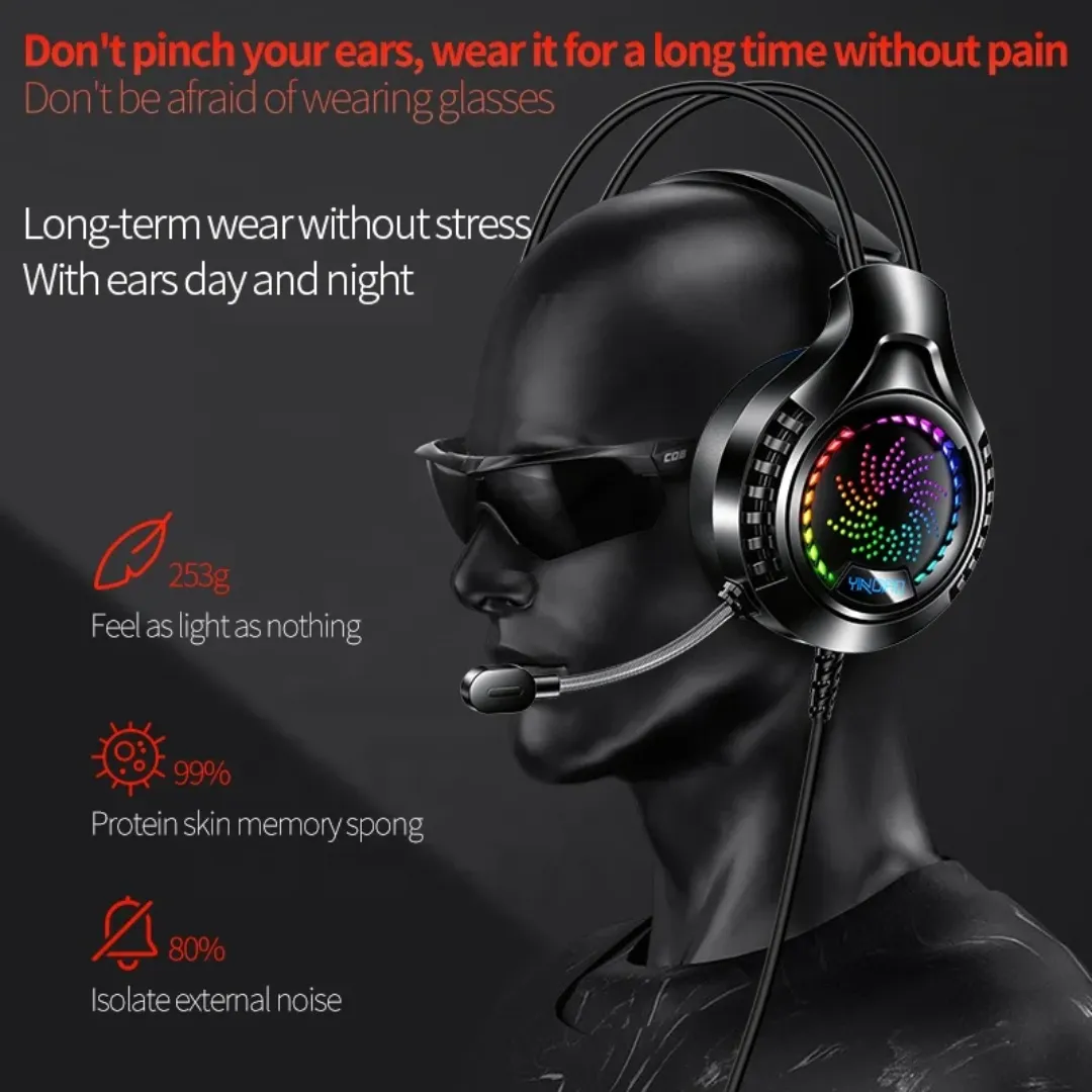 Casque Gaming Q7 Filaire avec Micro HD – Son Stéréo Basse & Éclairage LED