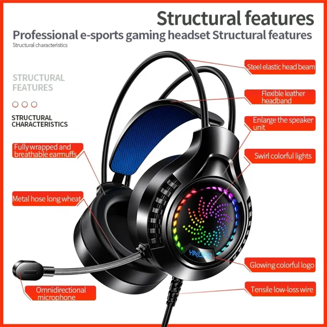 Casque Gaming Q7 Filaire avec Micro HD – Son Stéréo Basse & Éclairage LED