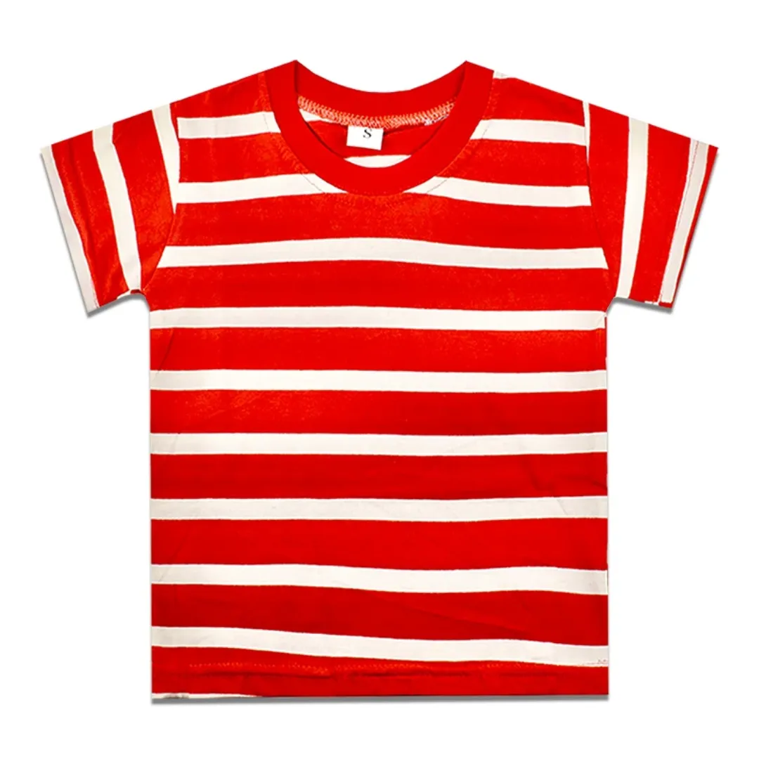 T-shirt Enfant à Rayures – 100% Coton – Manches Courtes Été – Garçon & Fille