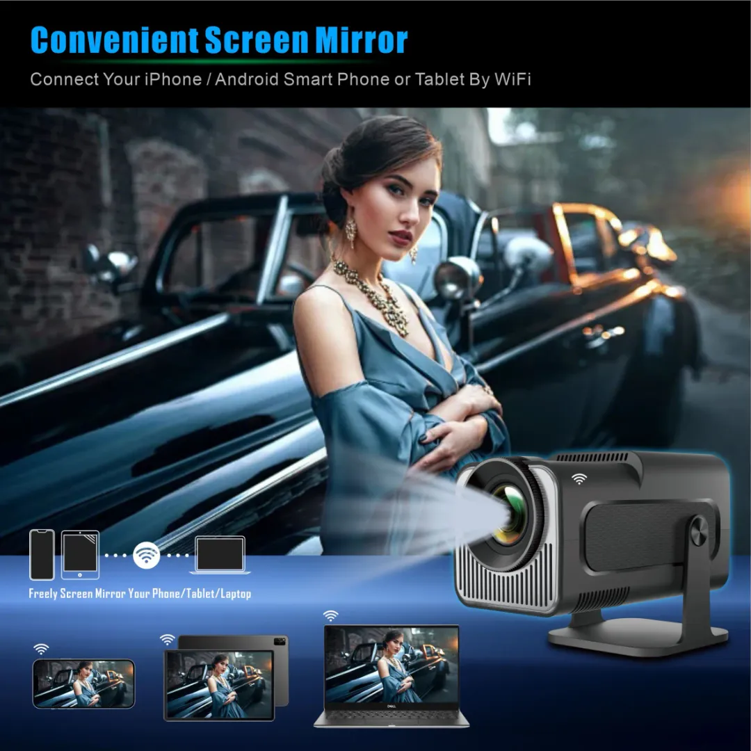 Mini Projecteur Portable 4K Android HY320 – WiFi – 200 ANSI Lumens – Home Cinéma Intelligent – Andro
