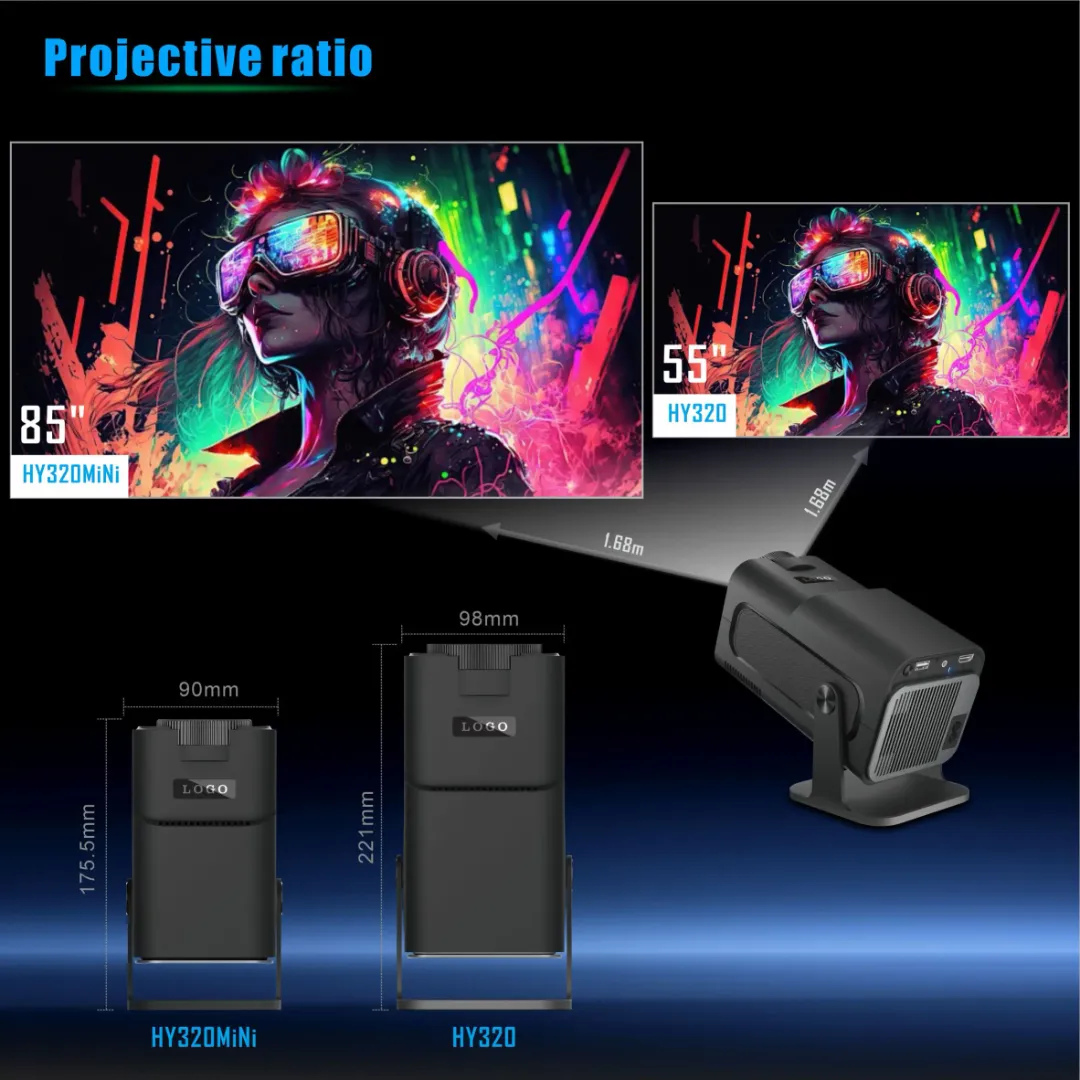 Mini Projecteur Portable 4K Android HY320 – WiFi – 200 ANSI Lumens – Home Cinéma Intelligent – Andro