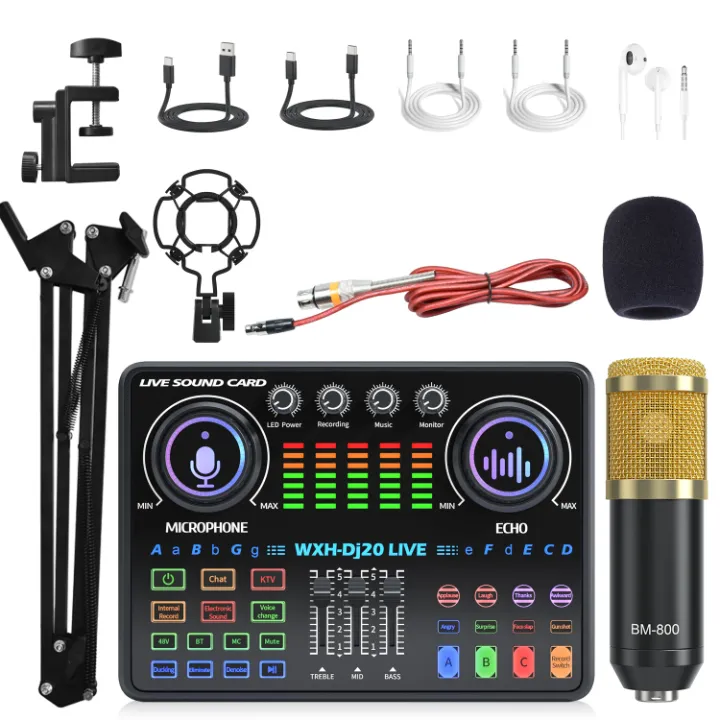 Kit Microphone Professionnel avec Carte Son DJ20 – Streaming, Podcast, Live, Studio, USB & XLR