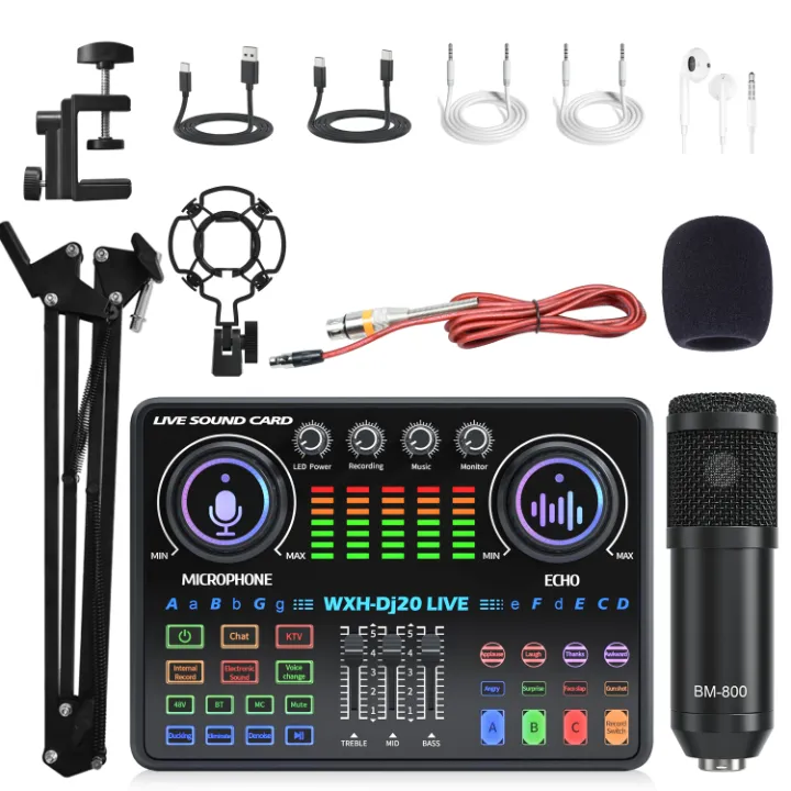 Kit Microphone Professionnel avec Carte Son DJ20 – Streaming, Podcast, Live, Studio, USB & XLR