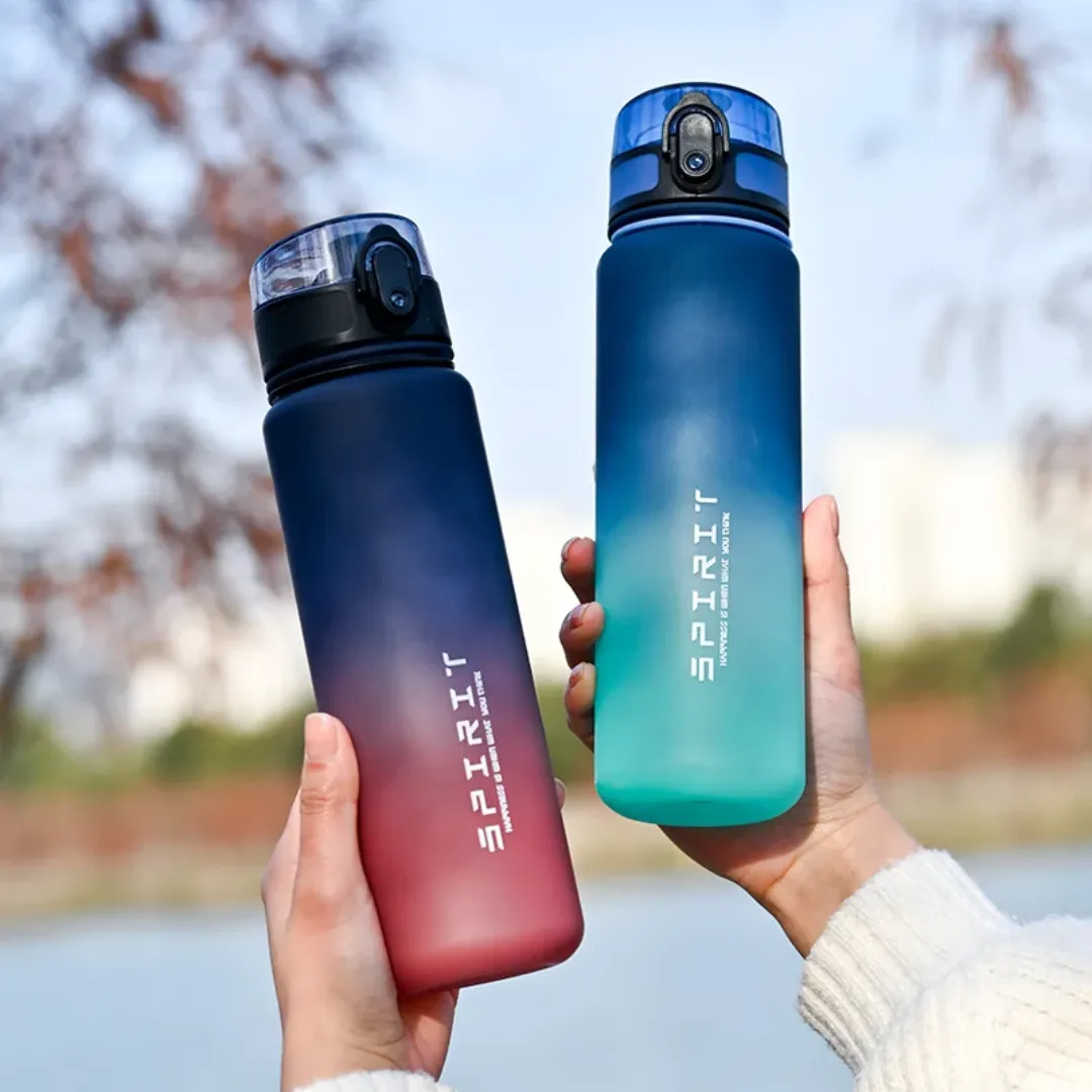 Bouteille d’Eau 1000ml Avec Paille – Étanche, Sport & Voyage – Design Dégradé Coloré
