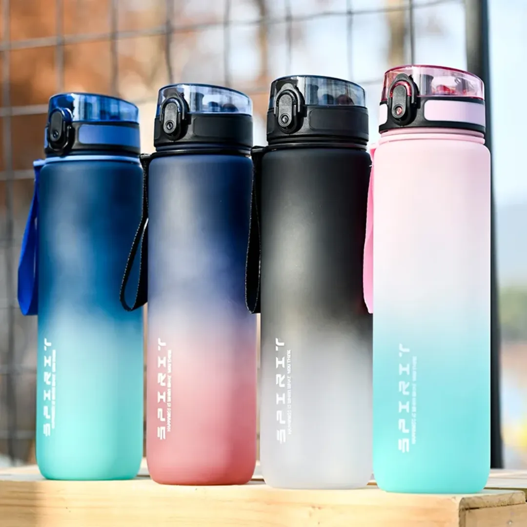 Bouteille d’Eau 1000ml Avec Paille – Étanche, Sport & Voyage – Design Dégradé Coloré