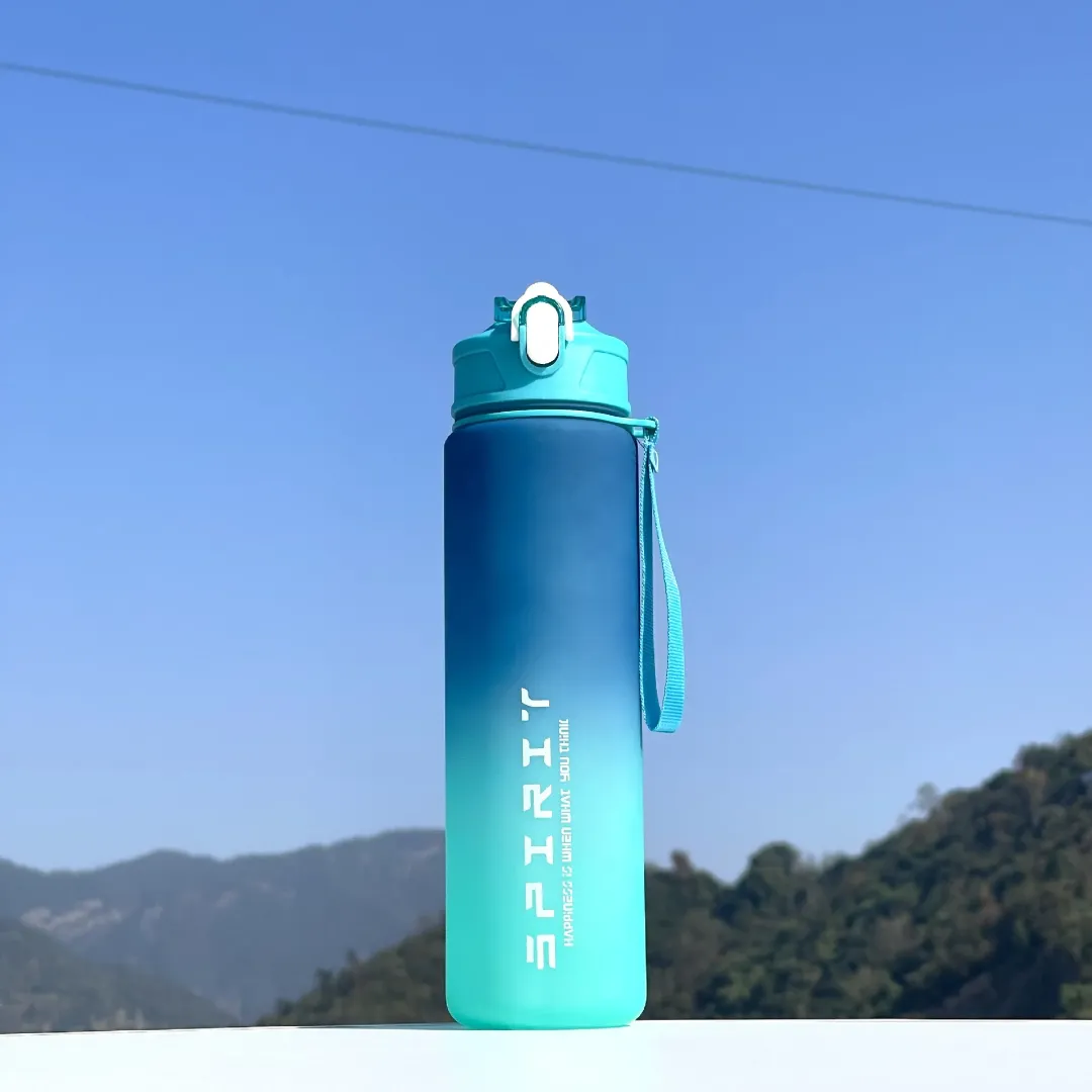 Bouteille d’Eau 1000ml Avec Paille – Étanche, Sport & Voyage – Design Dégradé Coloré
