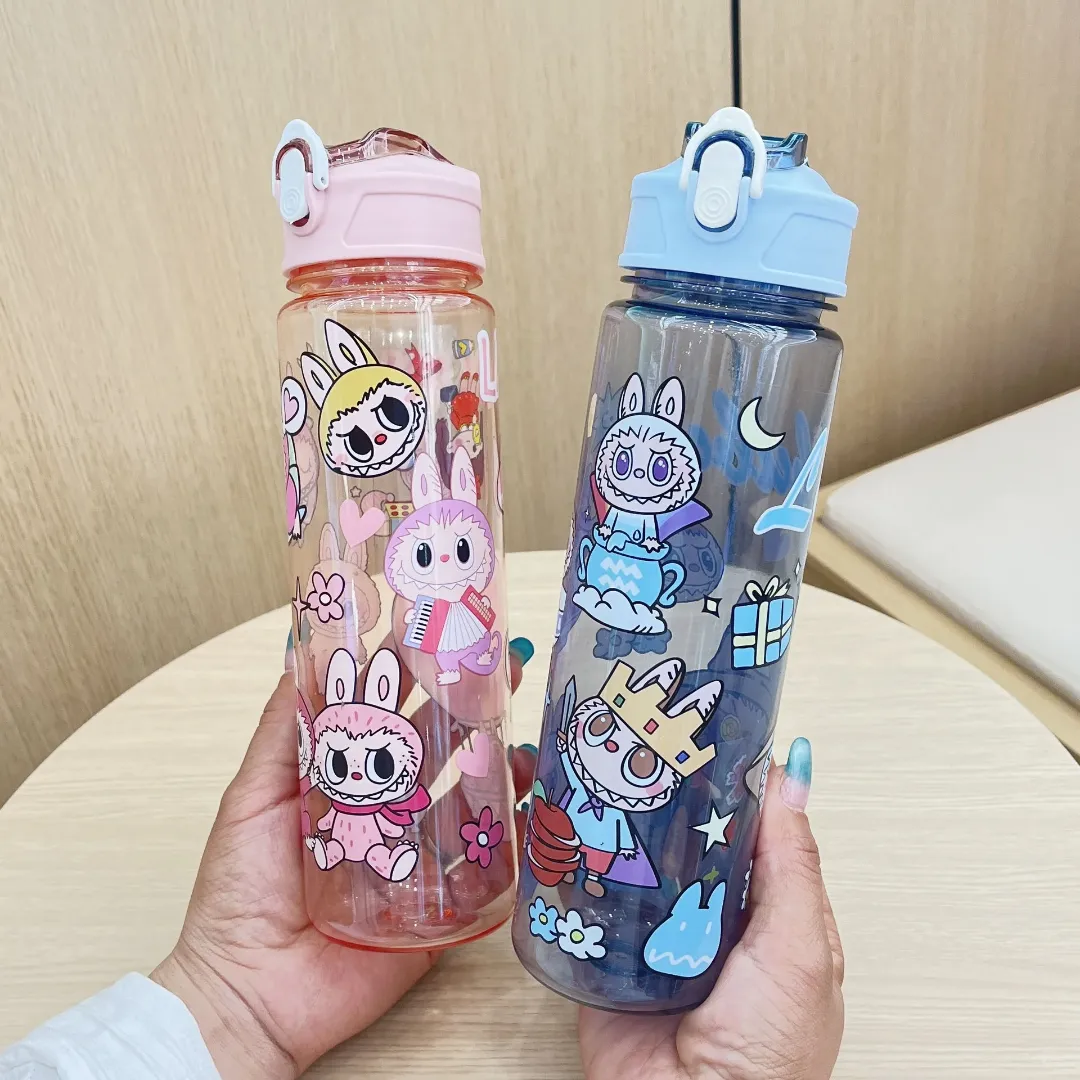 Bouteille Enfant Labubu 750ml Avec Paille – Étanche, BPA Free – Idéale École, Sport et Voyage