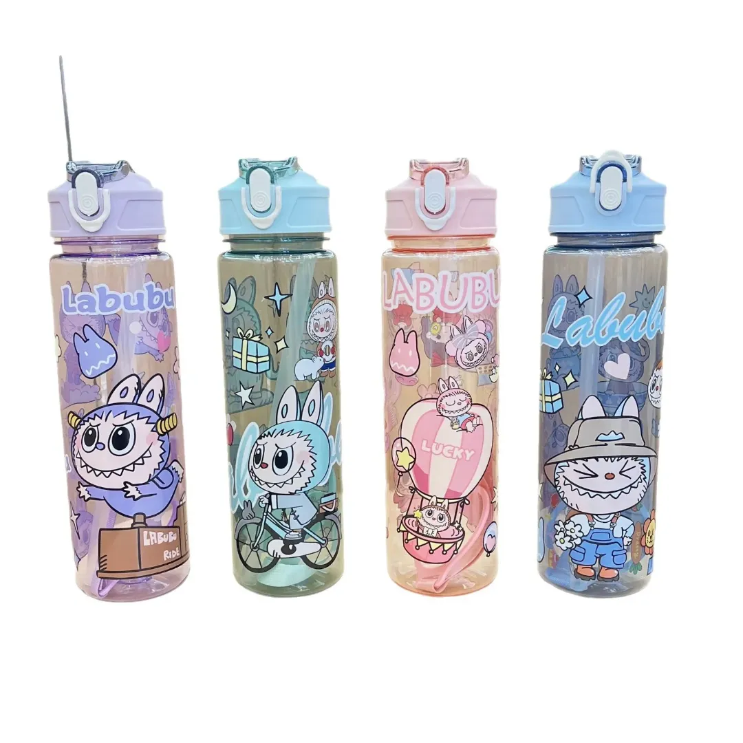 Bouteille Enfant Labubu 750ml Avec Paille – Étanche, BPA Free – Idéale École, Sport et Voyage