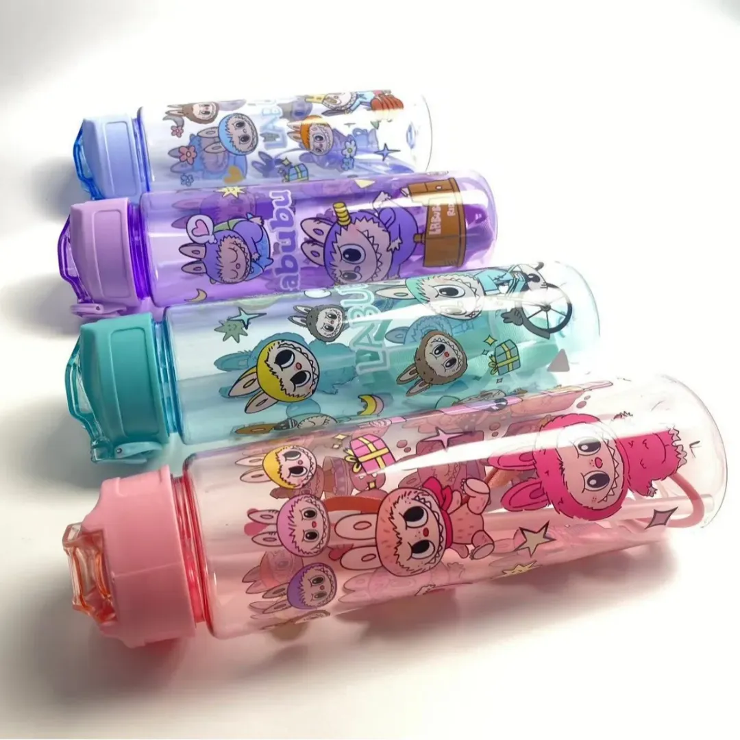 Bouteille Enfant Labubu 750ml Avec Paille – Étanche, BPA Free – Idéale École, Sport et Voyage