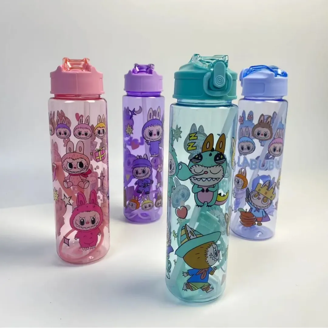 Bouteille Enfant Labubu 750ml Avec Paille – Étanche, BPA Free – Idéale École, Sport et Voyage