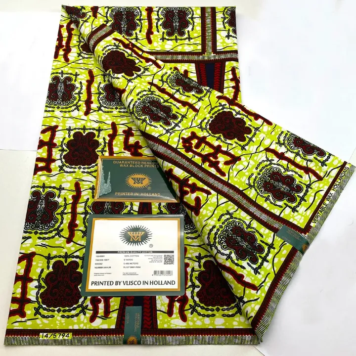 Pagne Wax Hollandais Vlisco – Imprimé Authentique, 6 Yards, Haute Qualité