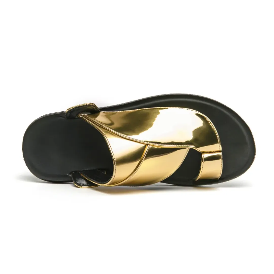 Sandales Homme Or Miroir – Élégance et Brillance au Quotidien