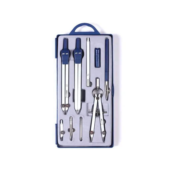 Ensemble de géométrie 7 pièces – Compas en métal avec accessoires pour école, dessin technique et mathématiques