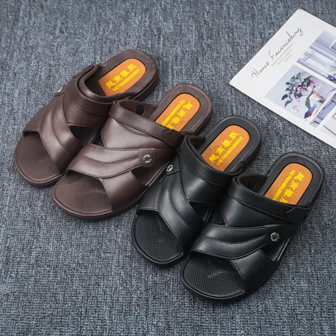 Sandales Hommes Confort Cuir Noir – Style Classique et Respirant