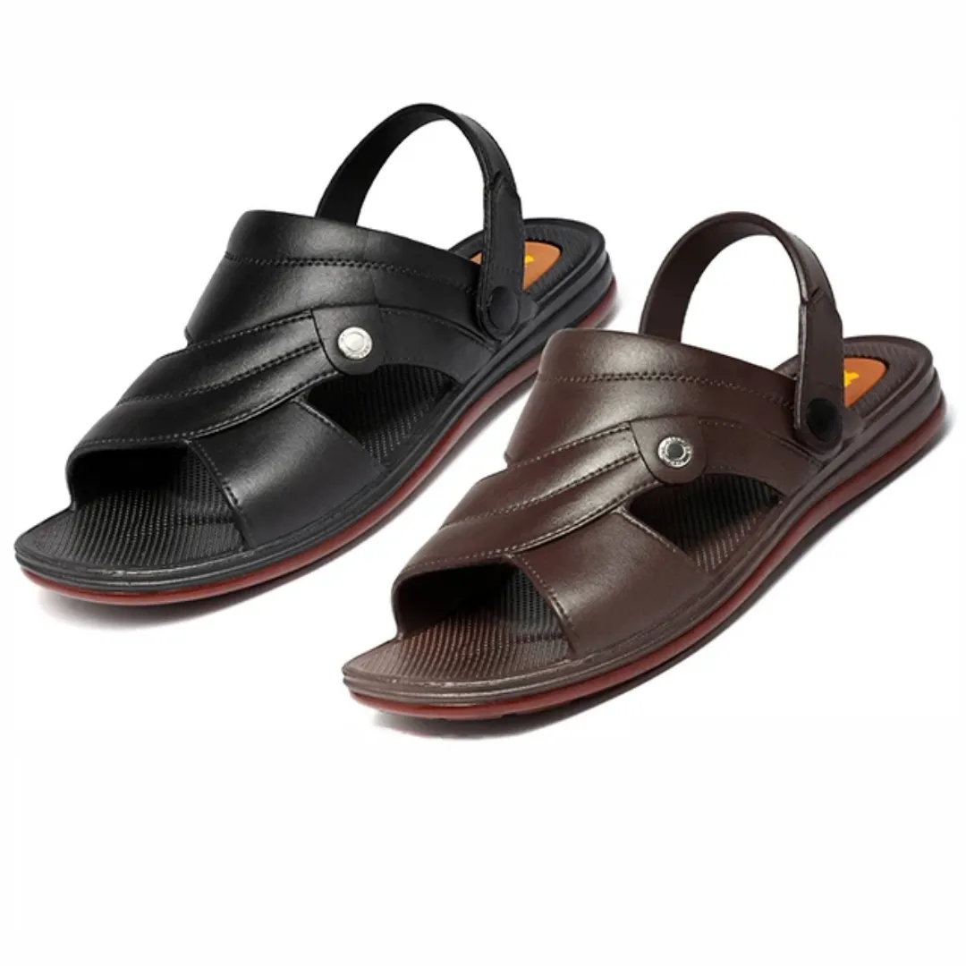 Sandales Hommes Confort Cuir Noir – Style Classique et Respirant