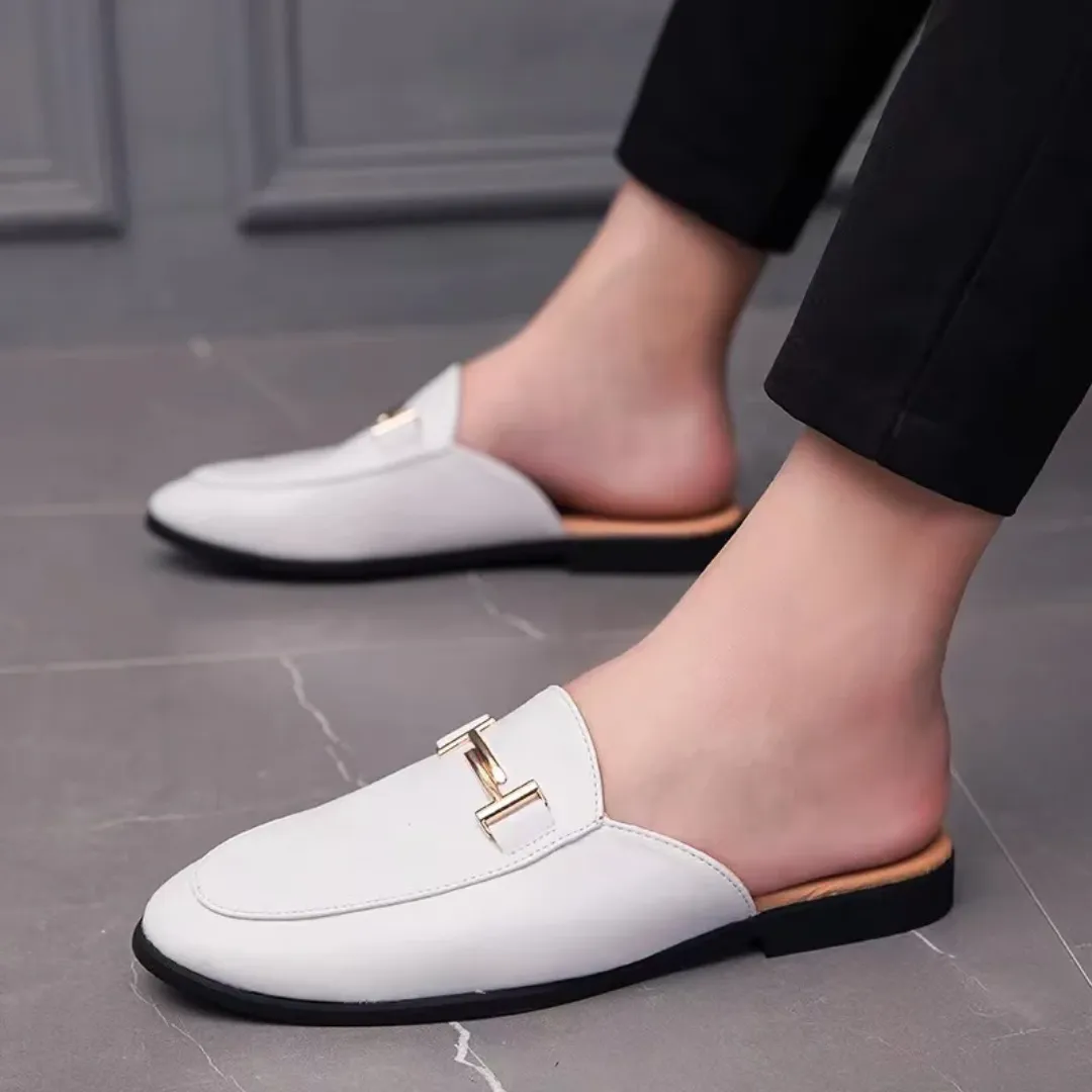 Mules Femme Élégantes en Simili Cuir – Style Classique avec Détail Doré