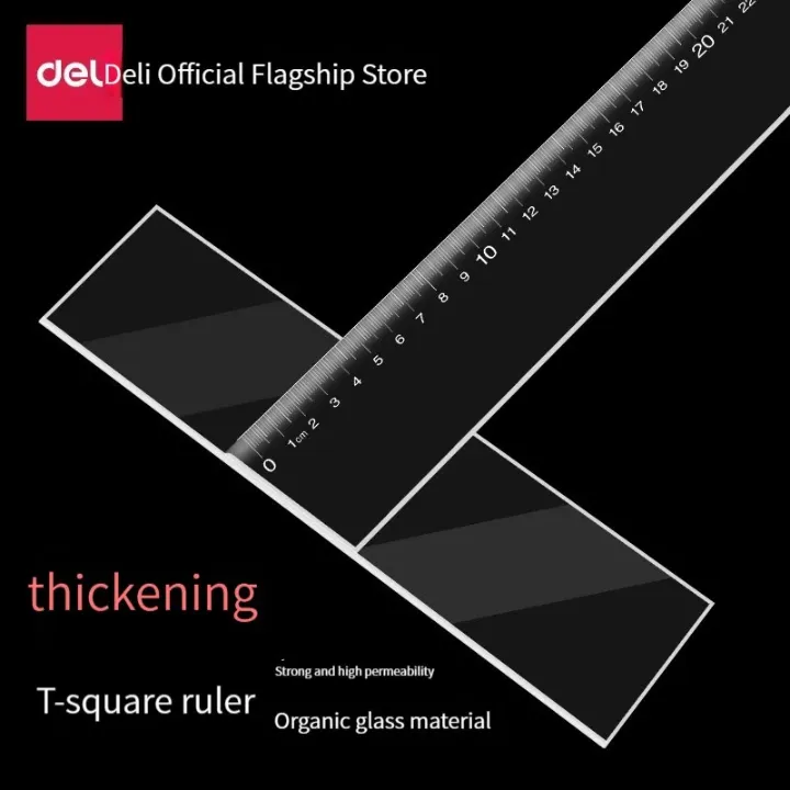 Règle T-Square Deli 8410 en plexiglas transparent – Outil de dessin technique pour architecture et géométrie
