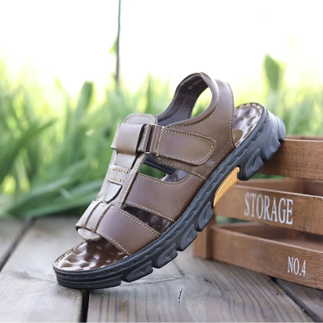 Sandales de Marche Homme – Cuir Résistant, Semelle Anti-Choc et Design Respirant