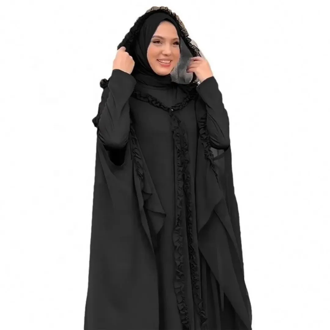 Abaya Chic à Capuche & Détails Froncés – Tissu Fluide & Léger, Style Élégant pour Femme Musulmane