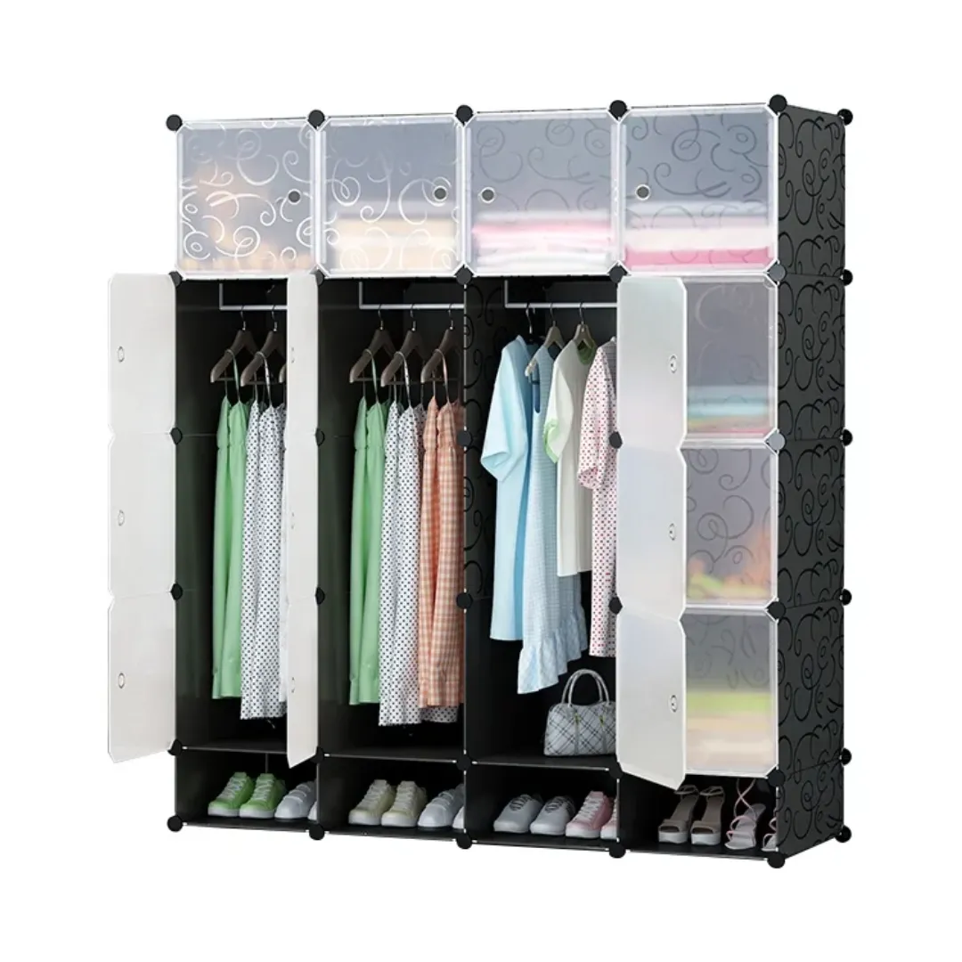 Placard Modulaire en Plastique – Armoire de Rangement 12 Cases – Design Moderne Extensible – 146×37×163,5 cm