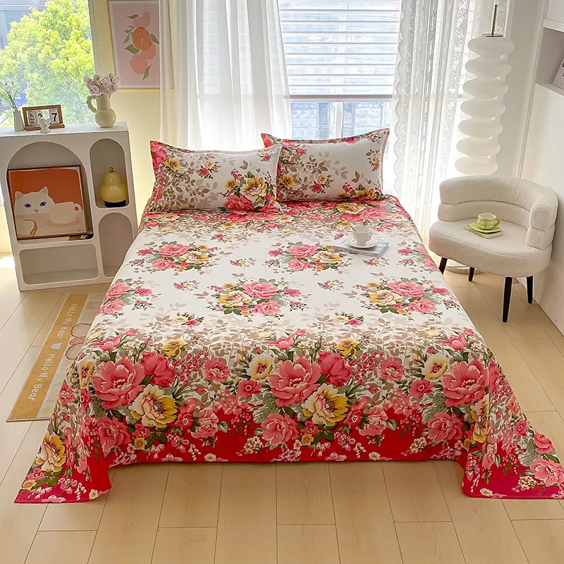 Parure de Lit 4 Pièces – 2 Draps + 2 Taies – Coton 100% 