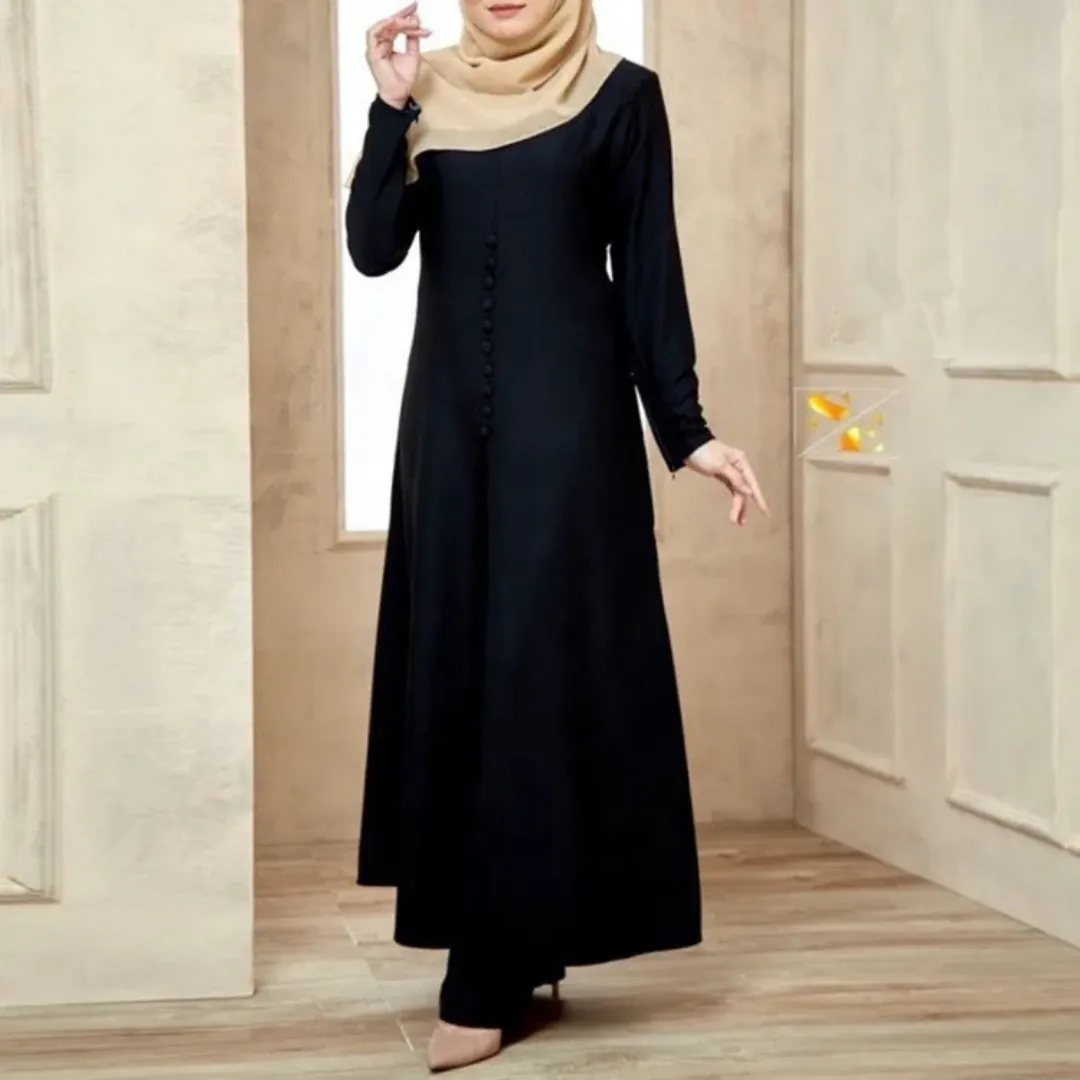 Ensemble Élégance Modeste – Tunique Longue Boutonnée et Pantalon