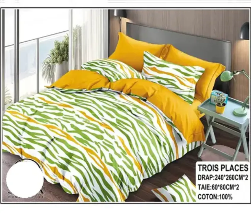 Parure de Lit 4 Pièces – 2 Draps + 2 Taies – 240×260 cm – Coton 100% – Motifs Variés