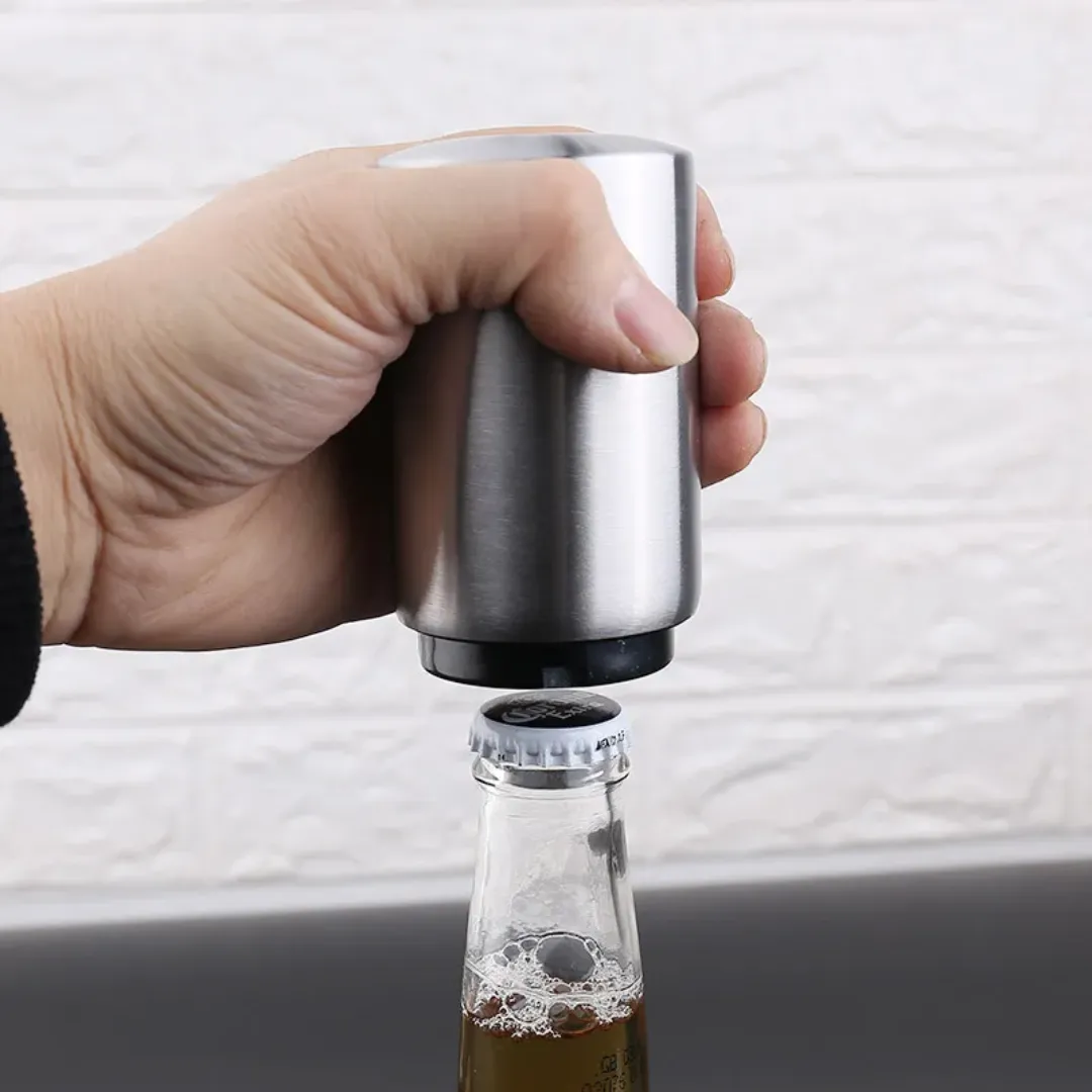 Ouvre-Bouteille Automatique à Pression – Acier Inoxydable – Design Élégant – Pour Bière & Boissons