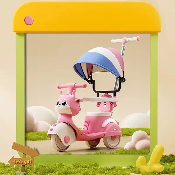 Moto Porteur Enfant – Modèle Cerf Bleu Pastel avec Lumières LED