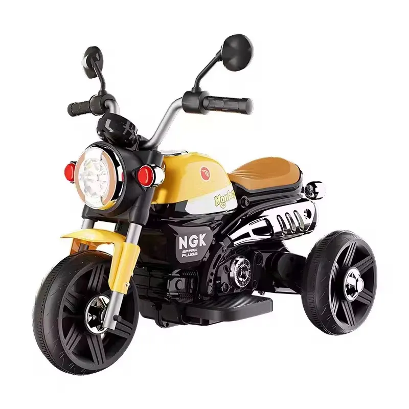 Moto Électrique pour Enfants à Trois Roues – Design Vintage avec Phare LED et Sons Réalistes